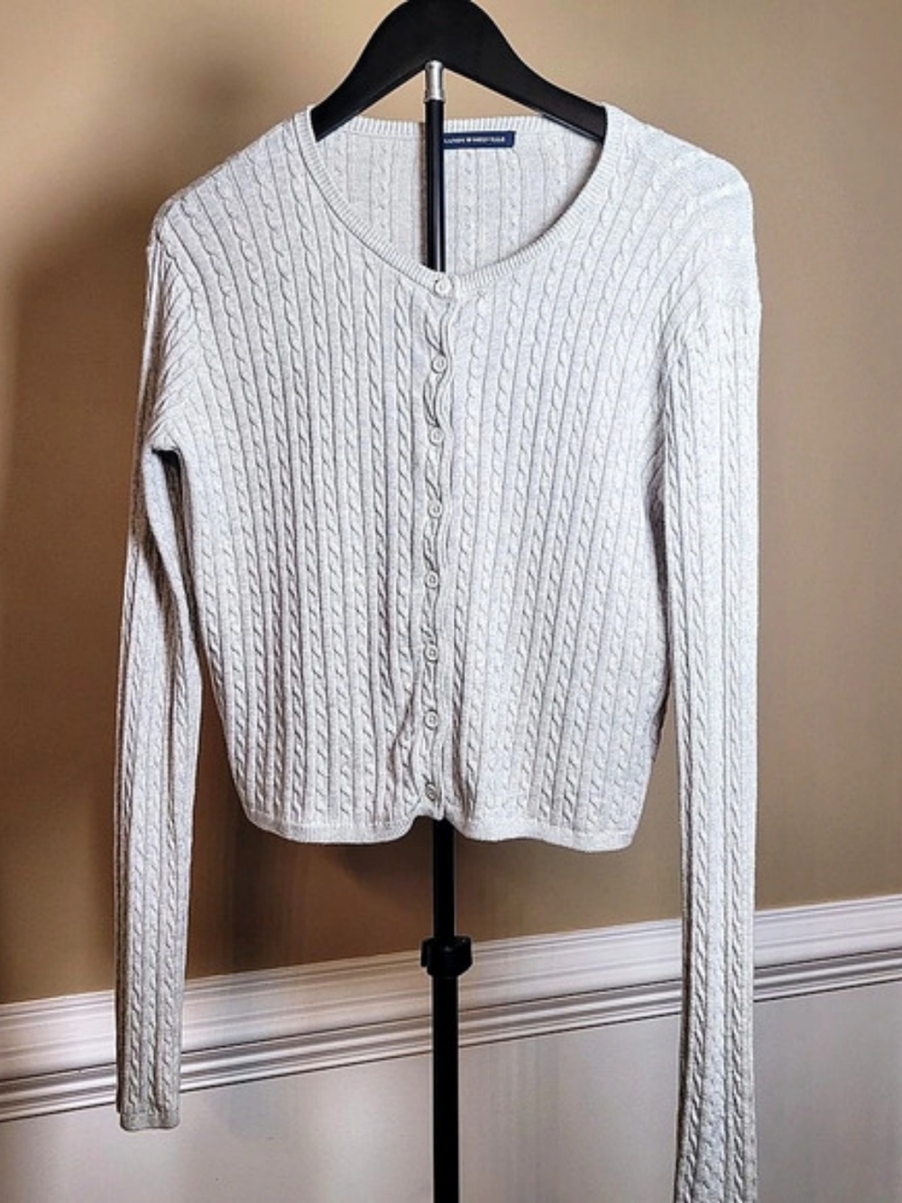 Brandy Melville Cable Knit Button Up Cardigan Gray OS Preppy